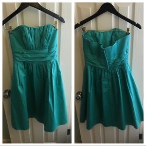 * David's Bridal Aqua Strapless Bridesmaid dress